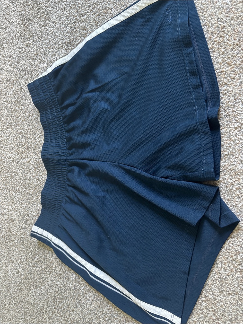 Women’s Navy Athletic Shorts with White Stripe